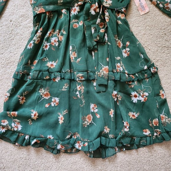 Inspired Hearts Green Floral Ruffle Dress - Picture 9 of 14